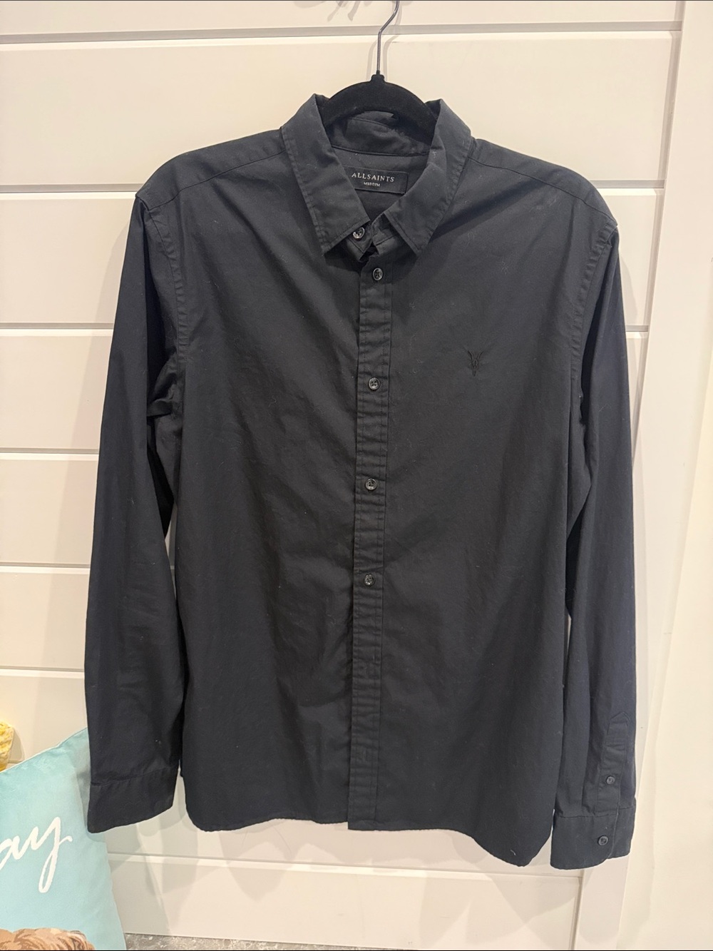 All Saints Black Long-Sleeve Button Shirt